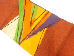 リサイクル　手織り紬抽象模様織出し名古屋帯